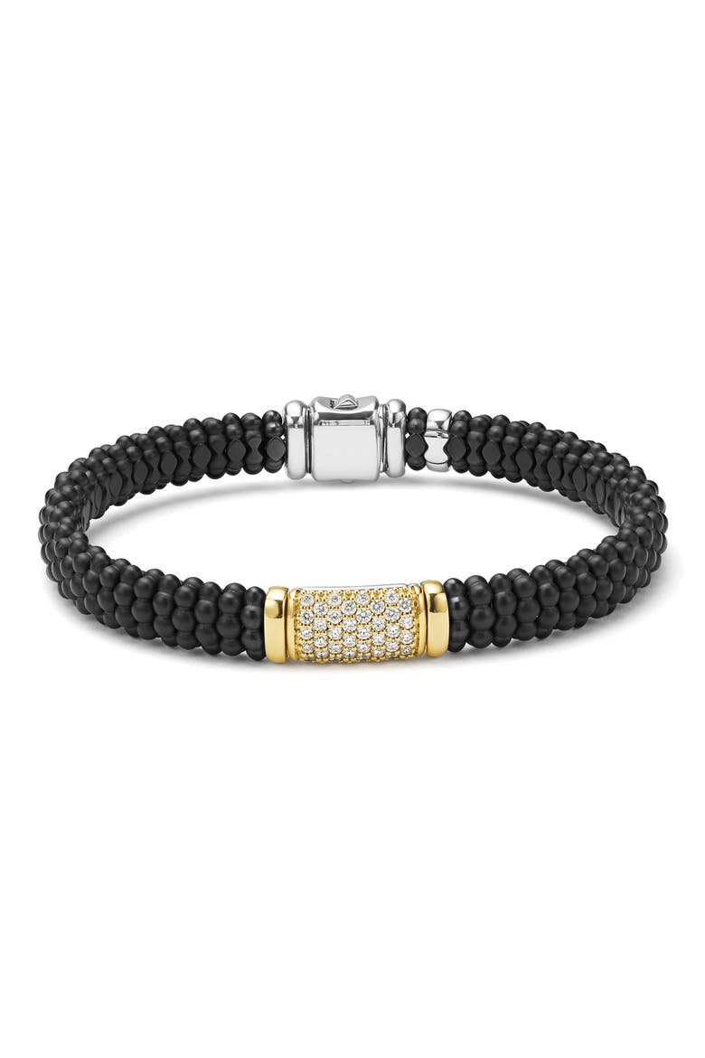 Men's Two-Tone Matte Black Ceramic Diamond Bracelet, Main, color, BLACK CERAMIC