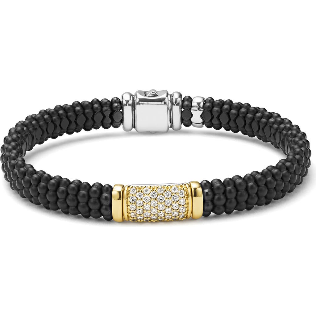 Lagos Two-tone Matte Black Ceramic Diamond Bracelet In Black