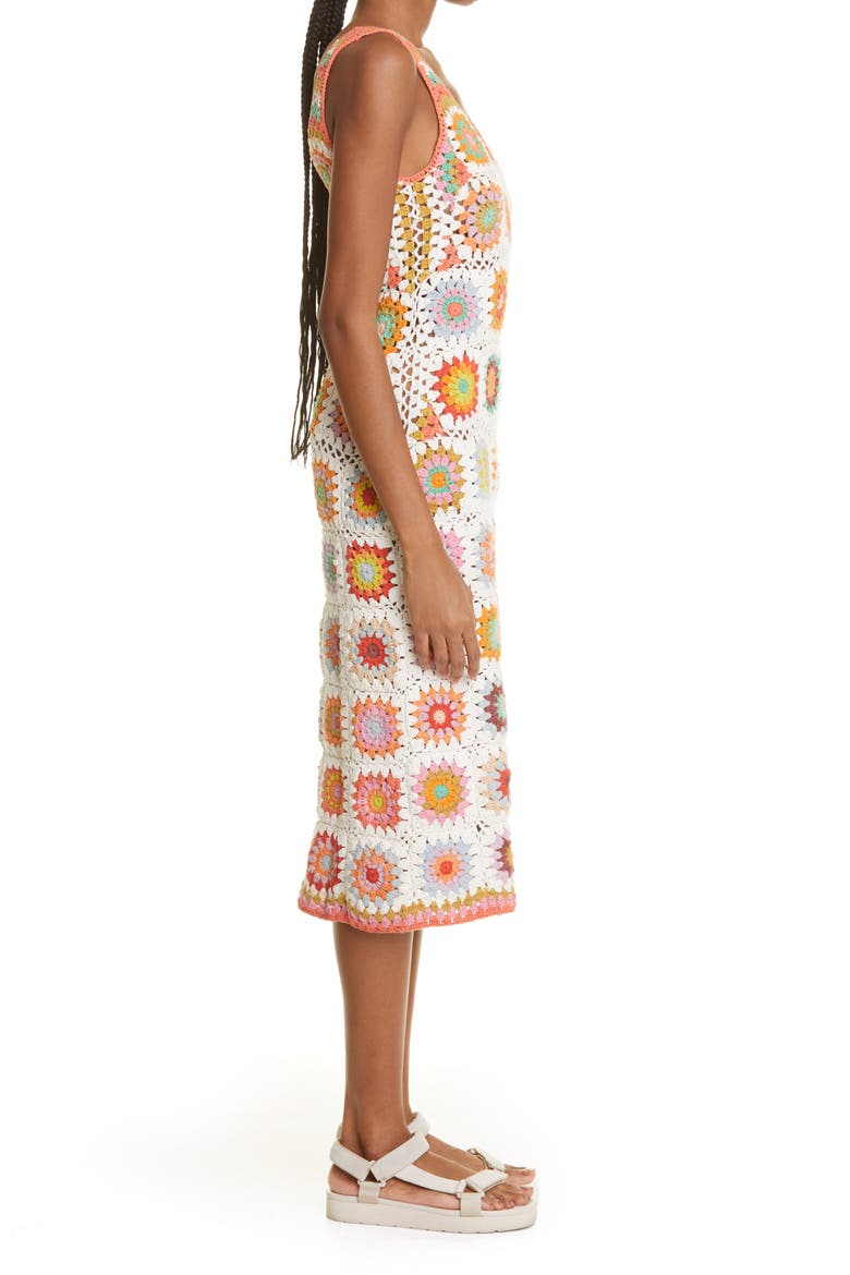 Crochet V-neck Midi Dress, Alternate, color, MULTI