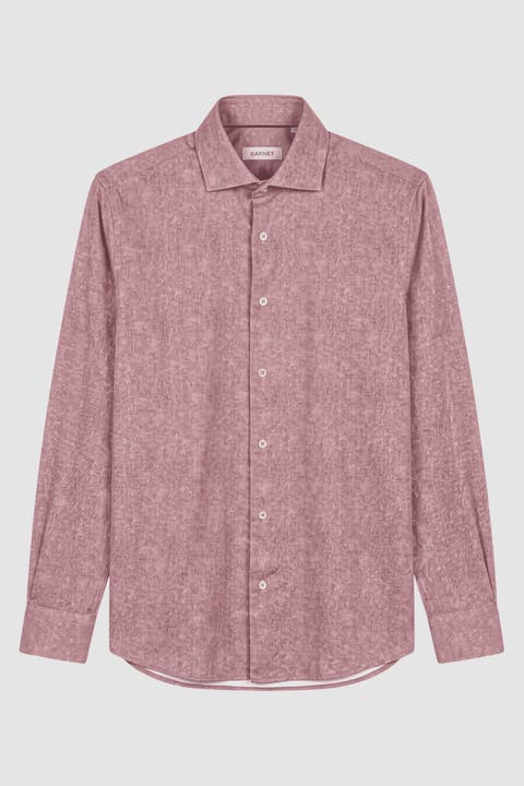 Men's Regular-fit Textured Print Long-sleeve Shirt