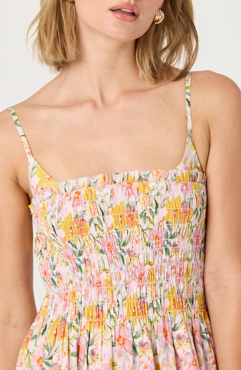 ASTR the Label Floral Print A-Line Dress, Alternate, color, Pink Yellow Floral