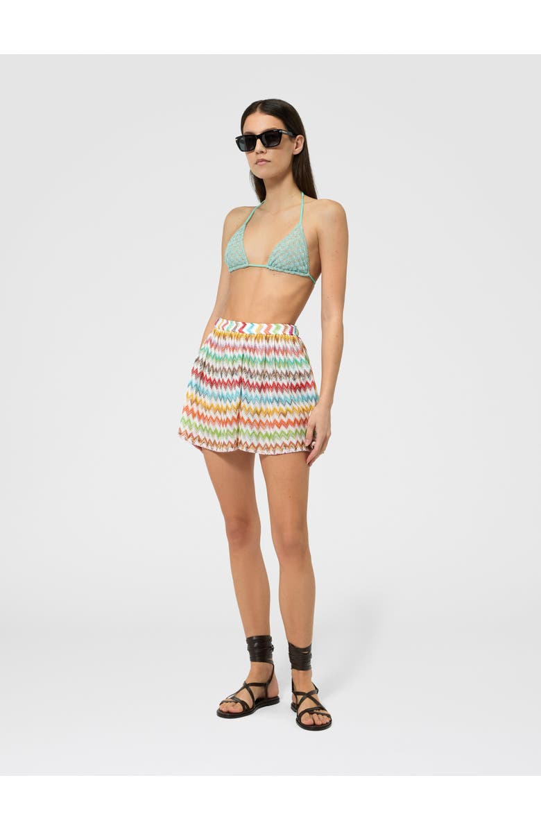Missoni Viscose Lamé Shorts With Micro Zigzag, Alternate, color, White & Multicoloured