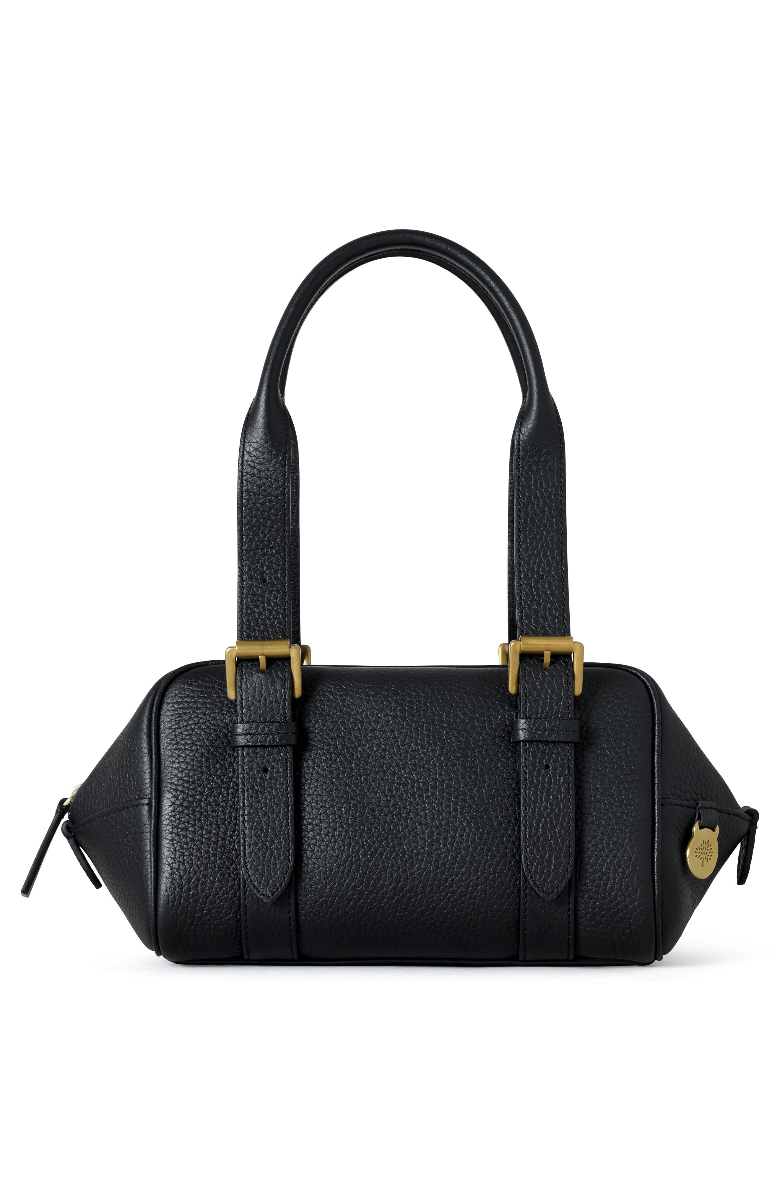 Mulberry Small Boston Heavy Grain Top Handle Bag, Alternate, color, Black