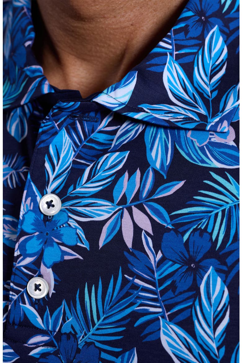 Hendrix Digital Cerulean Floral Print Pima Cotton Polo, Alternate, color, NAVY
