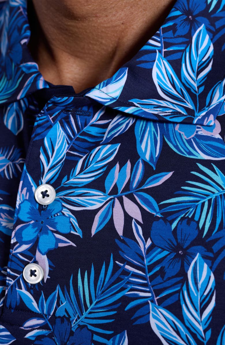 Bugatchi Hendrix Digital Cerulean Floral Print Pima Cotton Polo, Alternate, color, Navy