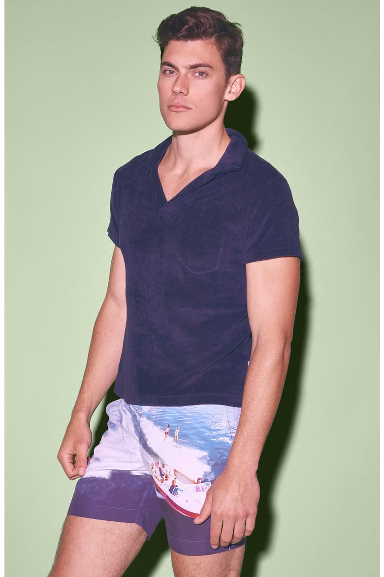 Terry Polo Shirt, Main, color, NAVY