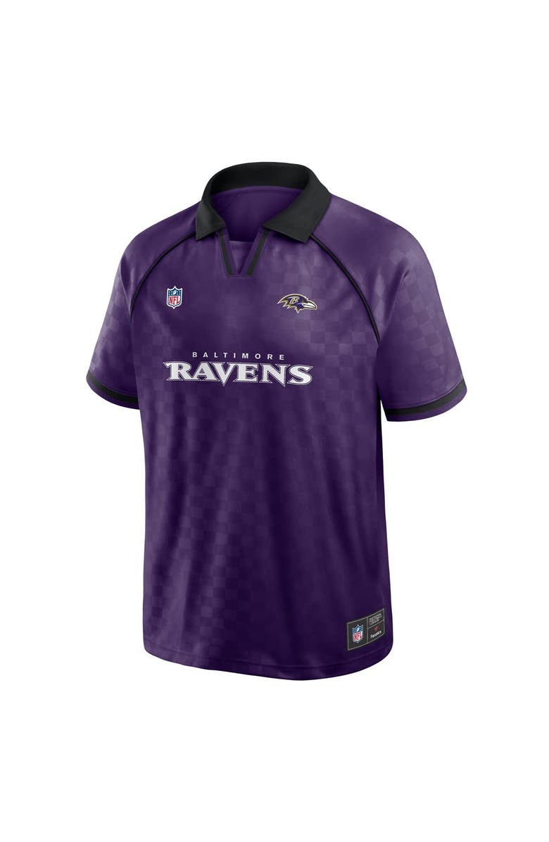 FANATICS Men's Fanatics Purple/Black Baltimore Ravens Homerun Raglan V-Neck Polo, Alternate, color, Purple