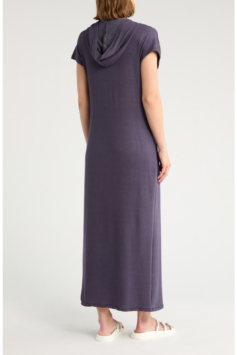 Hooded Short Sleeve Maxi Dress, Alternate, color, NAVY RIB