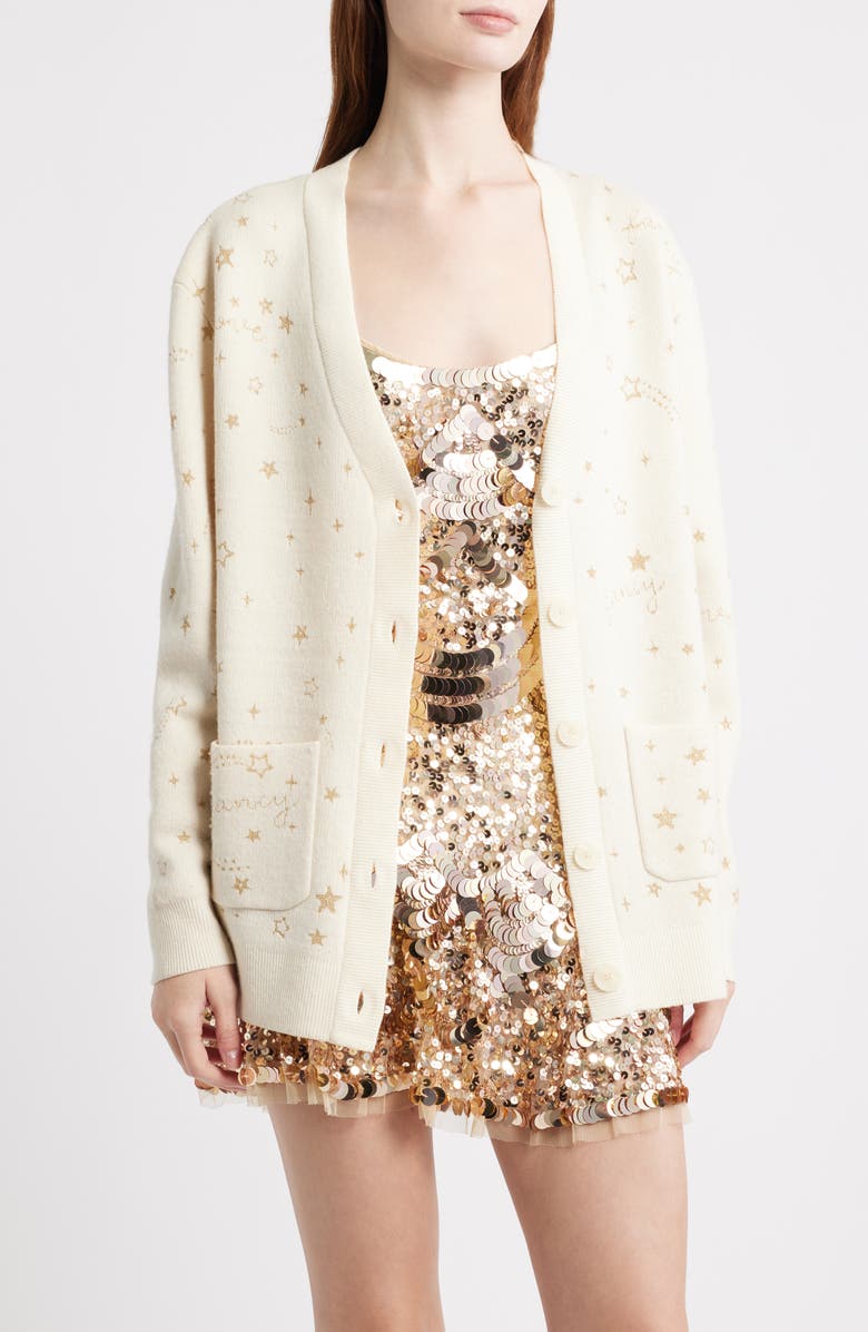 LoveShackFancy Mar Shimmer Cardigan, Alternate, color, Golden Star