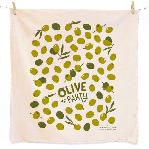 The Neighborgoods Olive Dish Towel + Sponge Cloth Gift Set In Multi