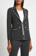 Ming Wang Contrast Trim Textured Knit Blazer