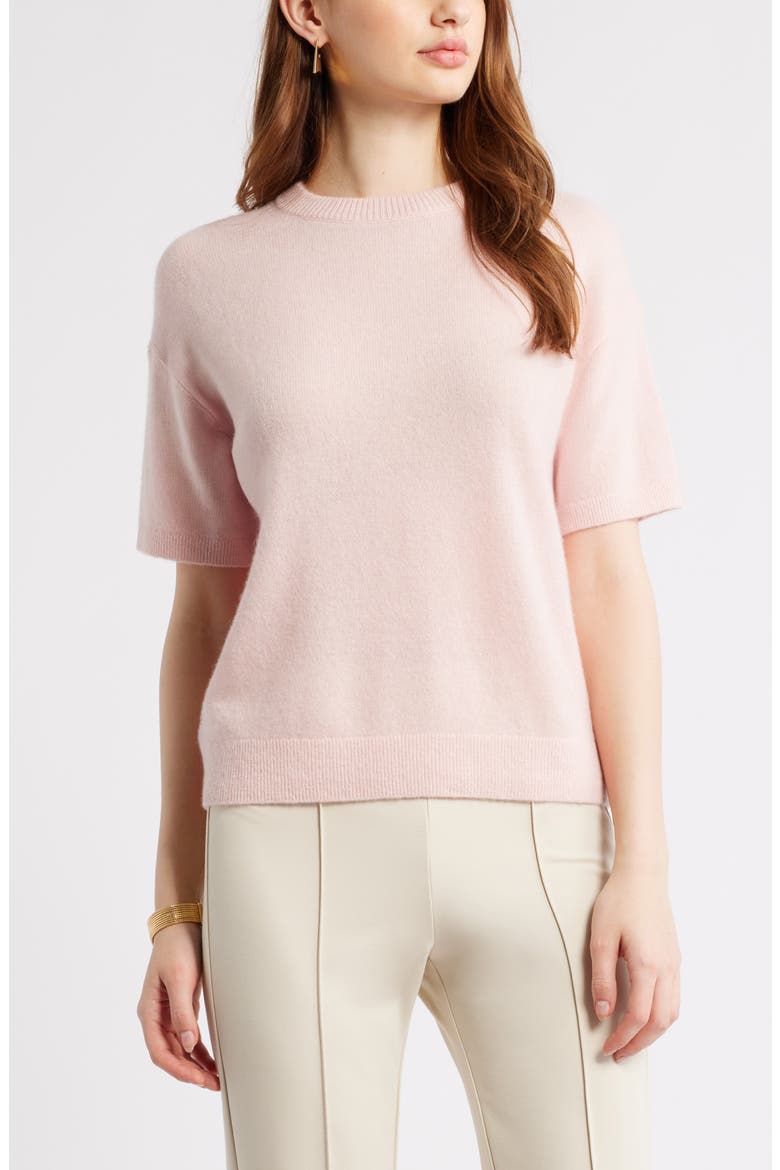 Short Sleeve Cashmere Sweater, Main, color, PINK DOGWOOD