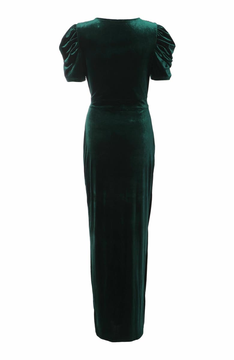 QUIZ Velvet Maxi Dress With Puff Sleeves, Alternate, color, 