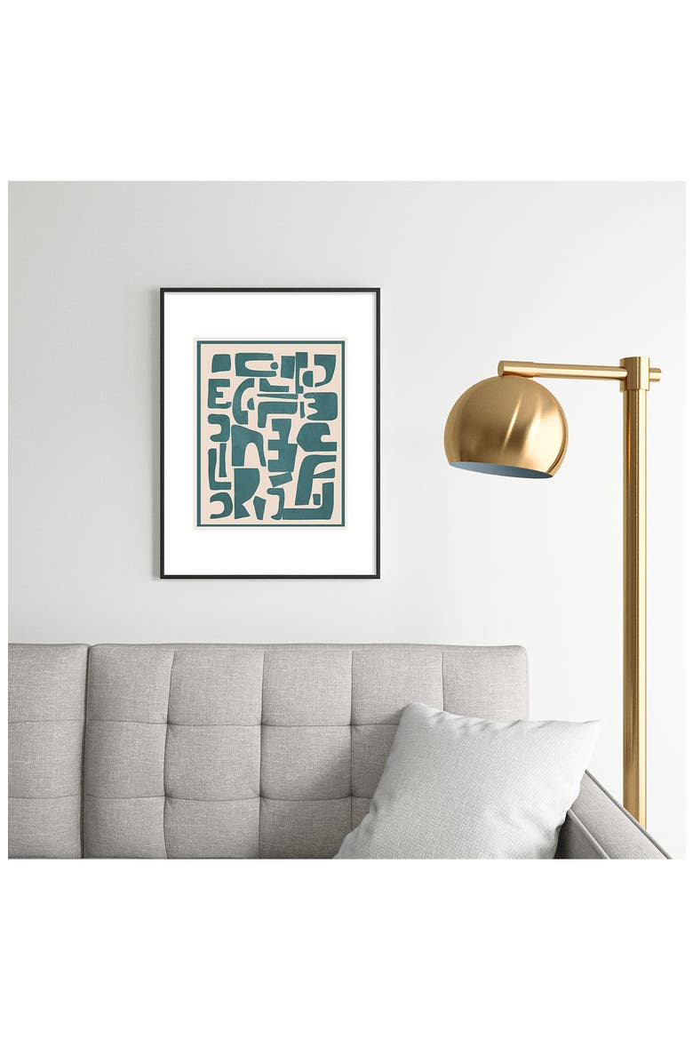 Contemporary Framed Wall Art, Alternate, color, TEAL/ BEIGE