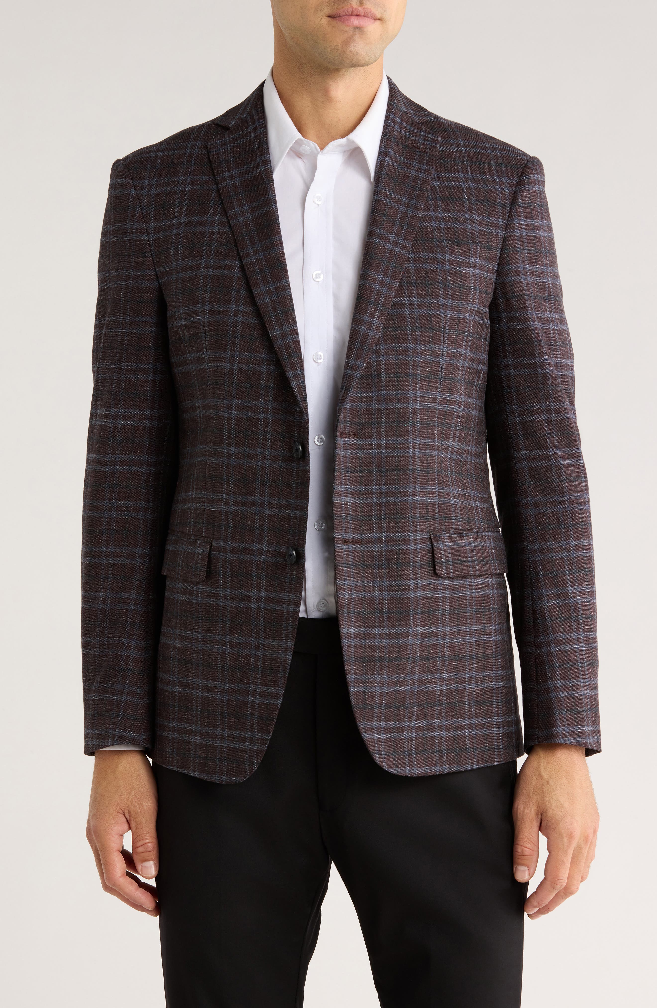 John Varvatos Star USA Plaid Knit Sport Coat