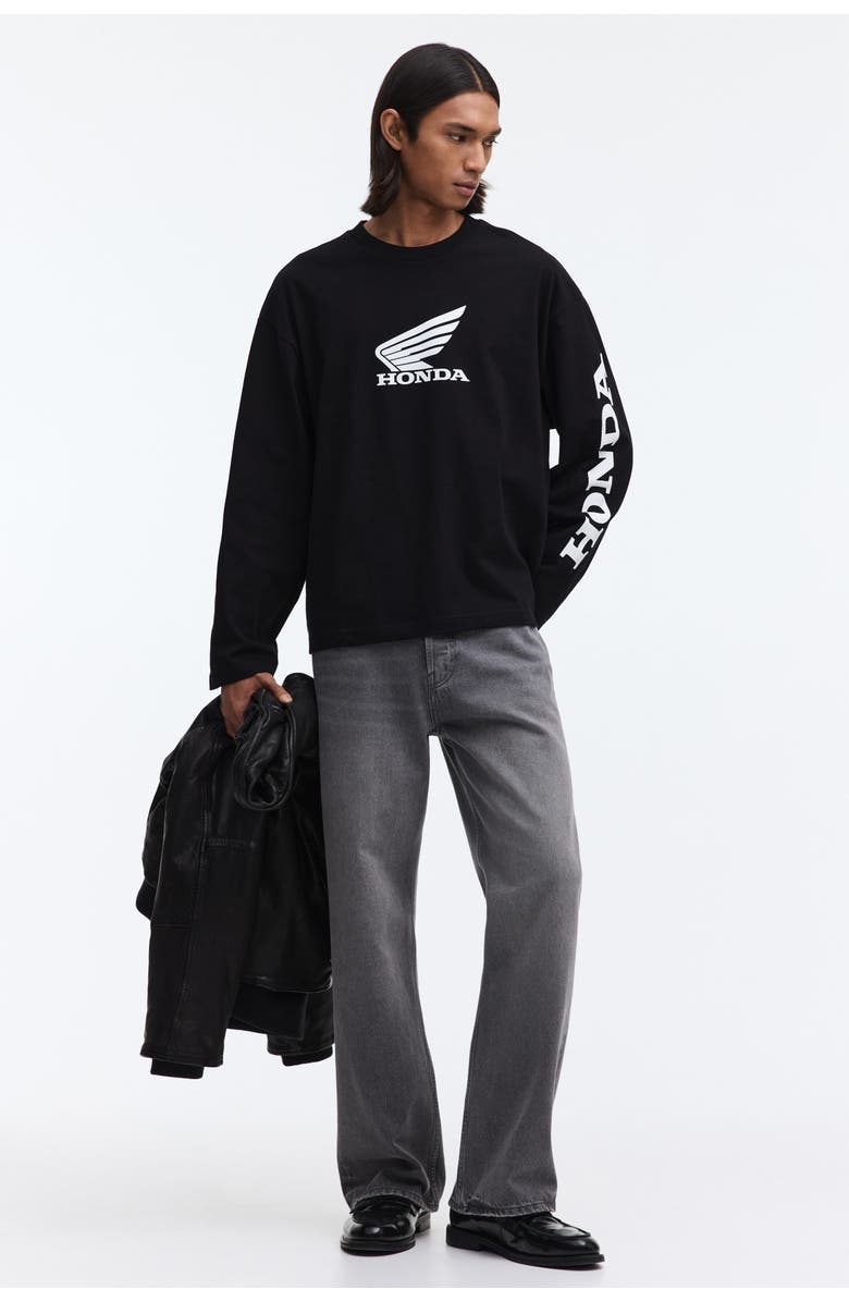H&M Oversized Fit Printed Top, Alternate, color, Black/Honda
