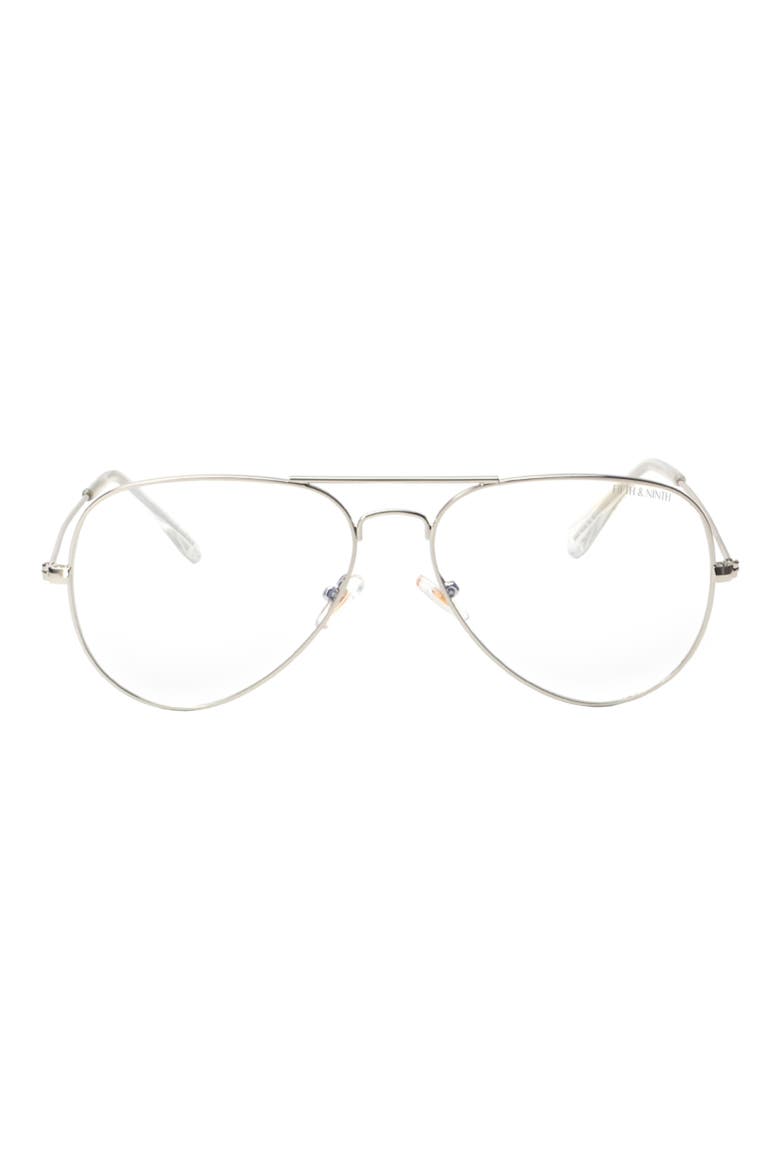 Charlie 53mm Aviator Blue Light Blocking Glasses, Main, color, SILVER