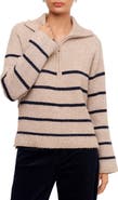 Karen Kane Stripe Half Zip Ribbed Sweater