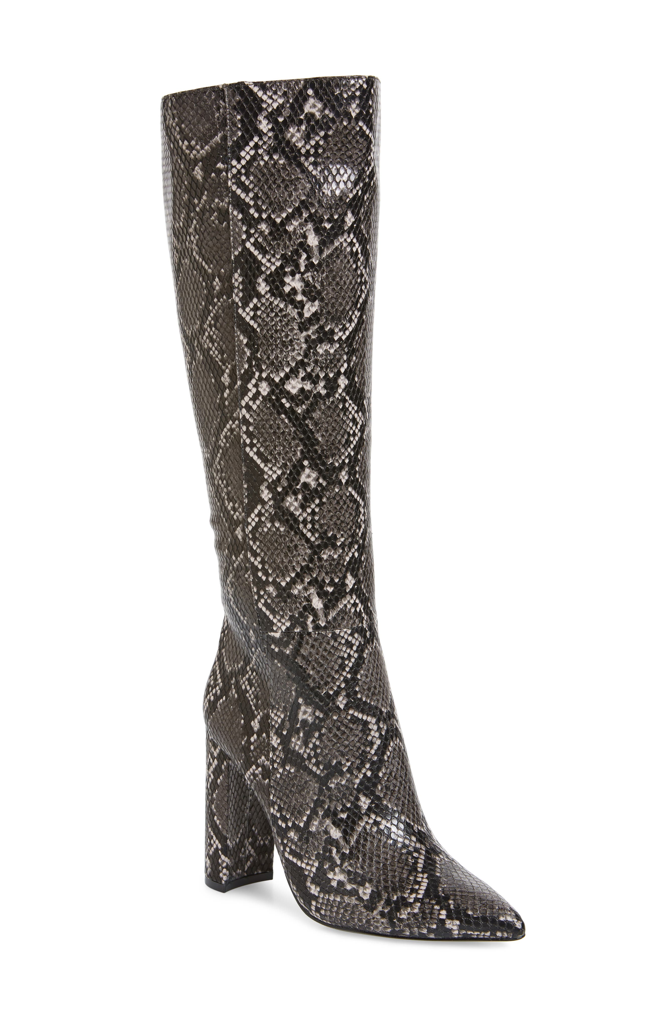 Triumph Knee High Boot, Main, color, GREY SNAKE PRINT