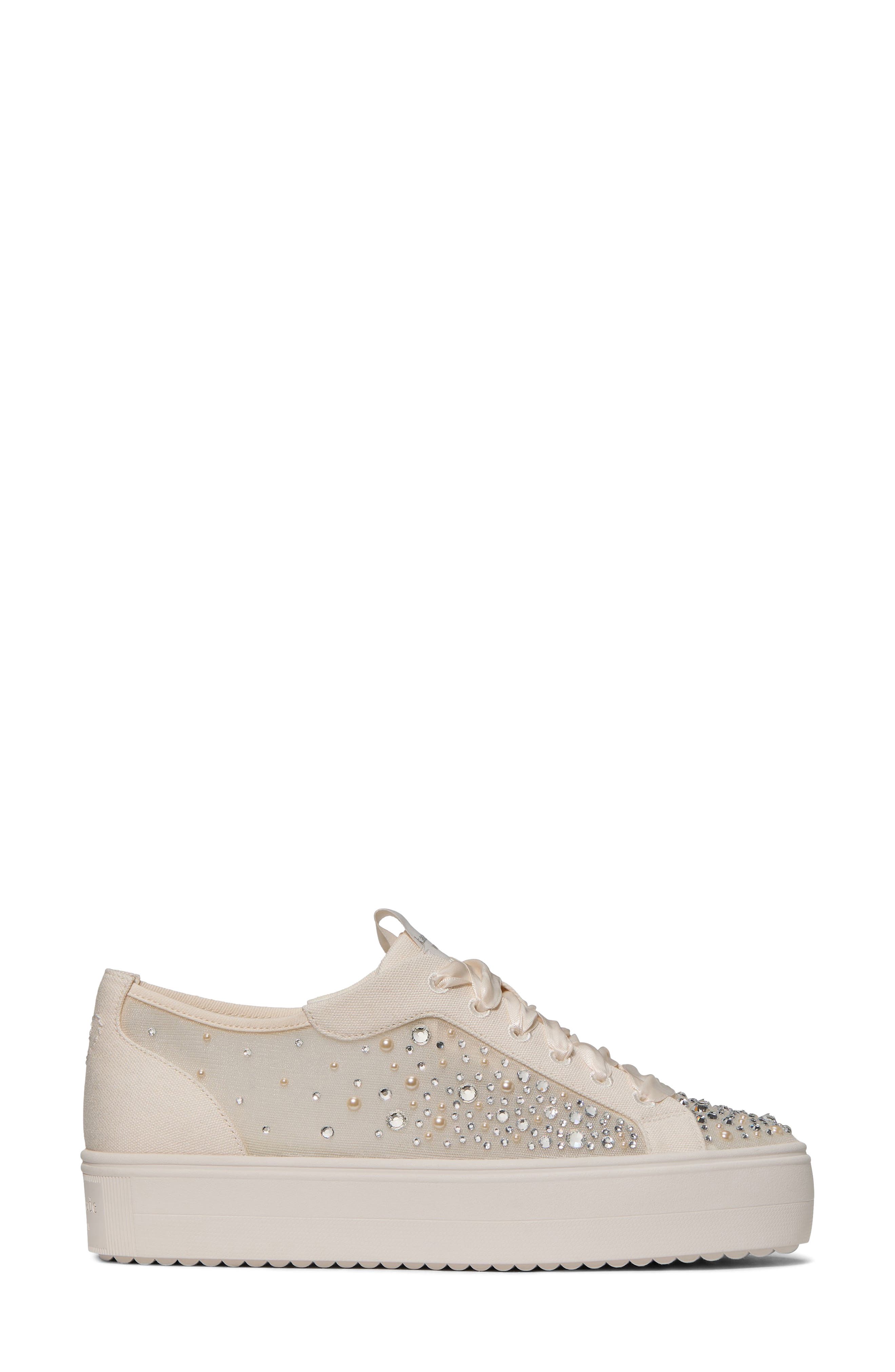 Kate Spade New York sam crystal embellished platform sneaker, Alternate, color, Cream