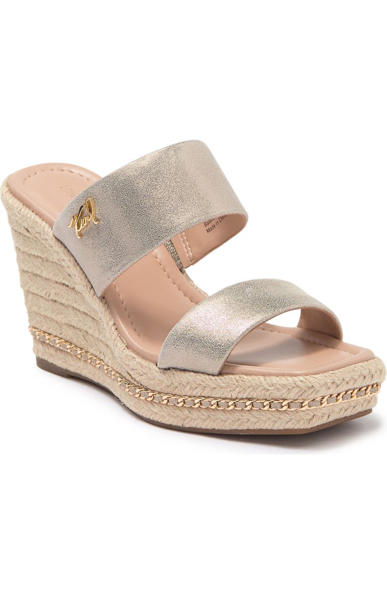 KARL LAGERFELD PARIS Cambia Chain Espadrille Platform Wedge Mule, Main, color,