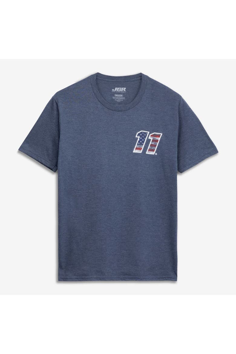 Men's Classic Ink Heather Navy Denny Hamlin #11 Patriotic Number Tri-Blend T-Shirt, Alternate, color, Heather Navy