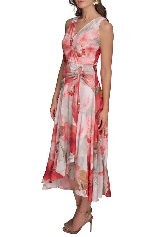 Donna Karan Chiffon A Line Dress In Spring Melon Multi