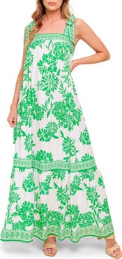 FLYING TOMATO Floral Tie Shoulder Maxi Dress