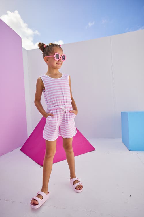 Bisby Kids' Knit Rugby Romper In Petal