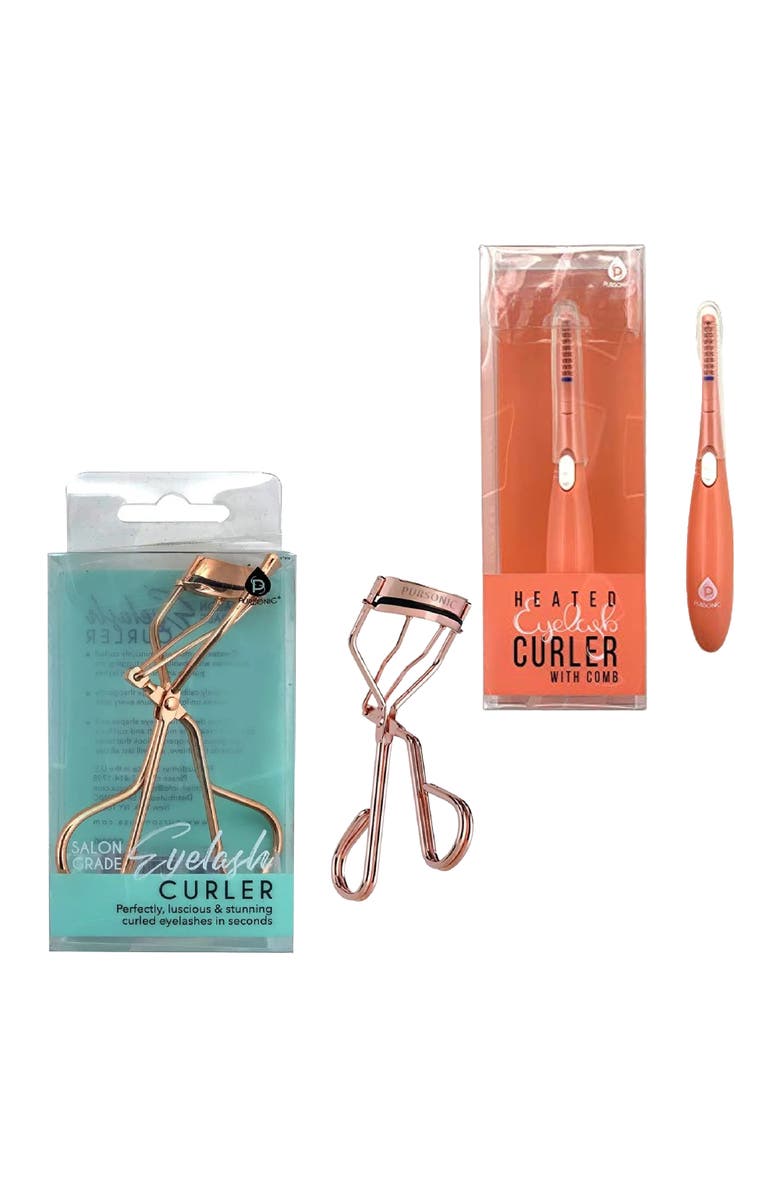 PURSONIC Salon Grade Eyelash Curler & Heated Eyelash Curler With Comb Bundle, Alternate, color, Multicolor
