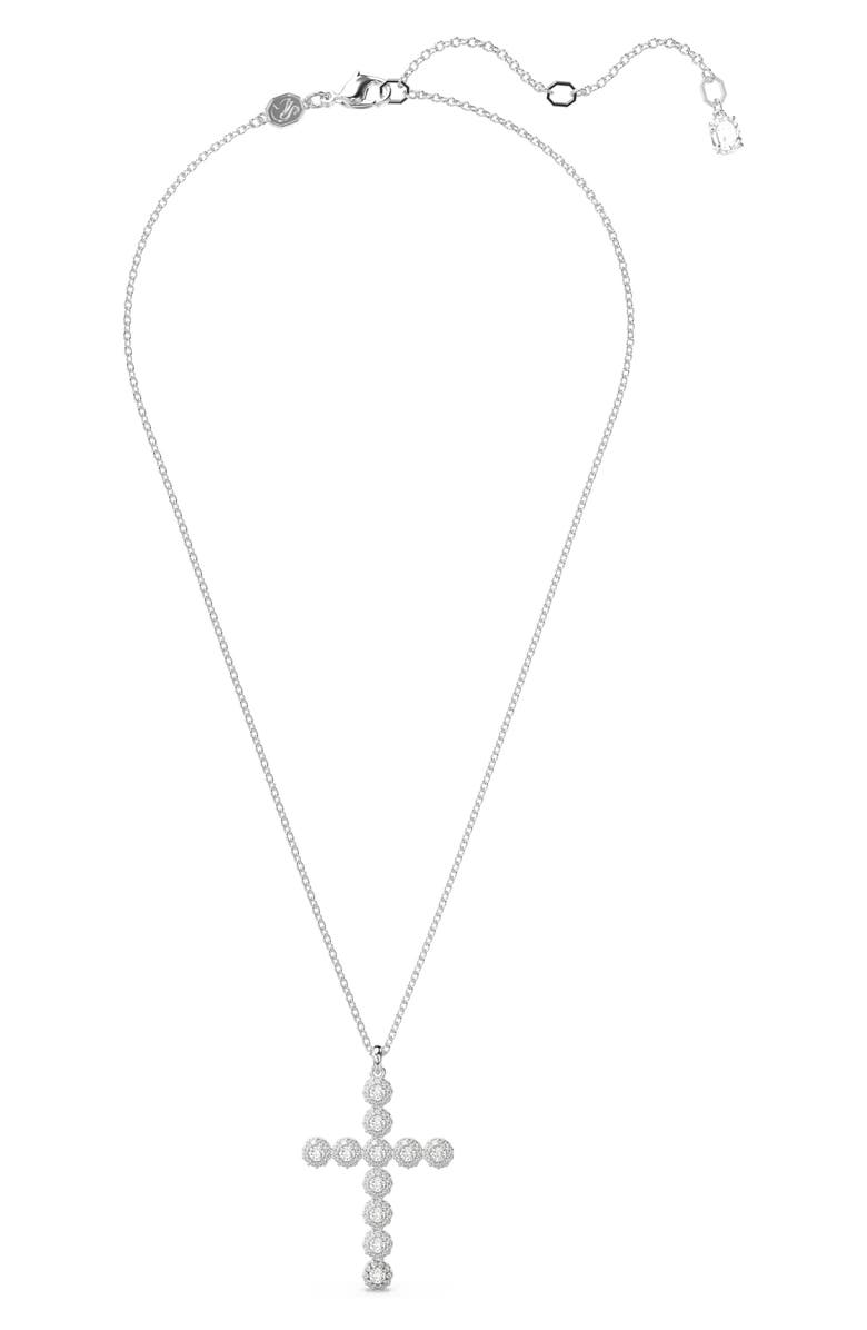 Swarovski Insigne Cross Pendant Necklace, Alternate, color, Silver