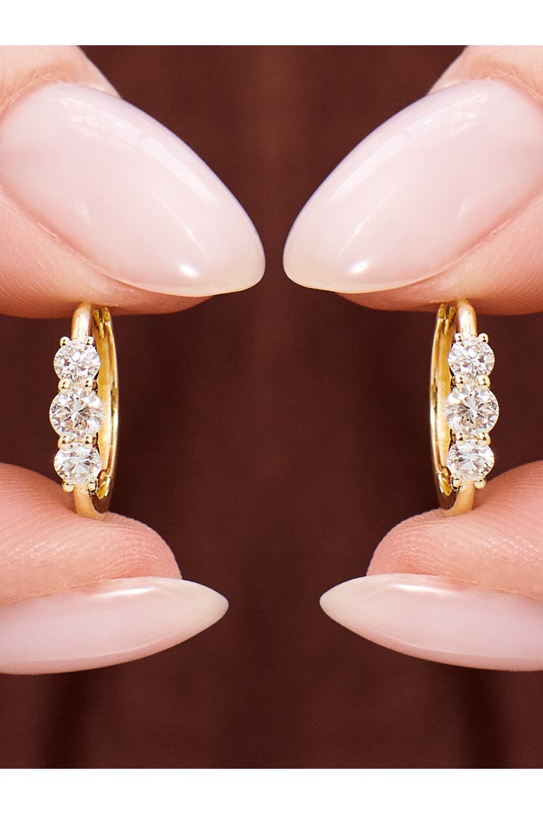 Triple Round Lab Grown Diamond Hoop Earrings in 14K Gold, Alternate, color, Gold