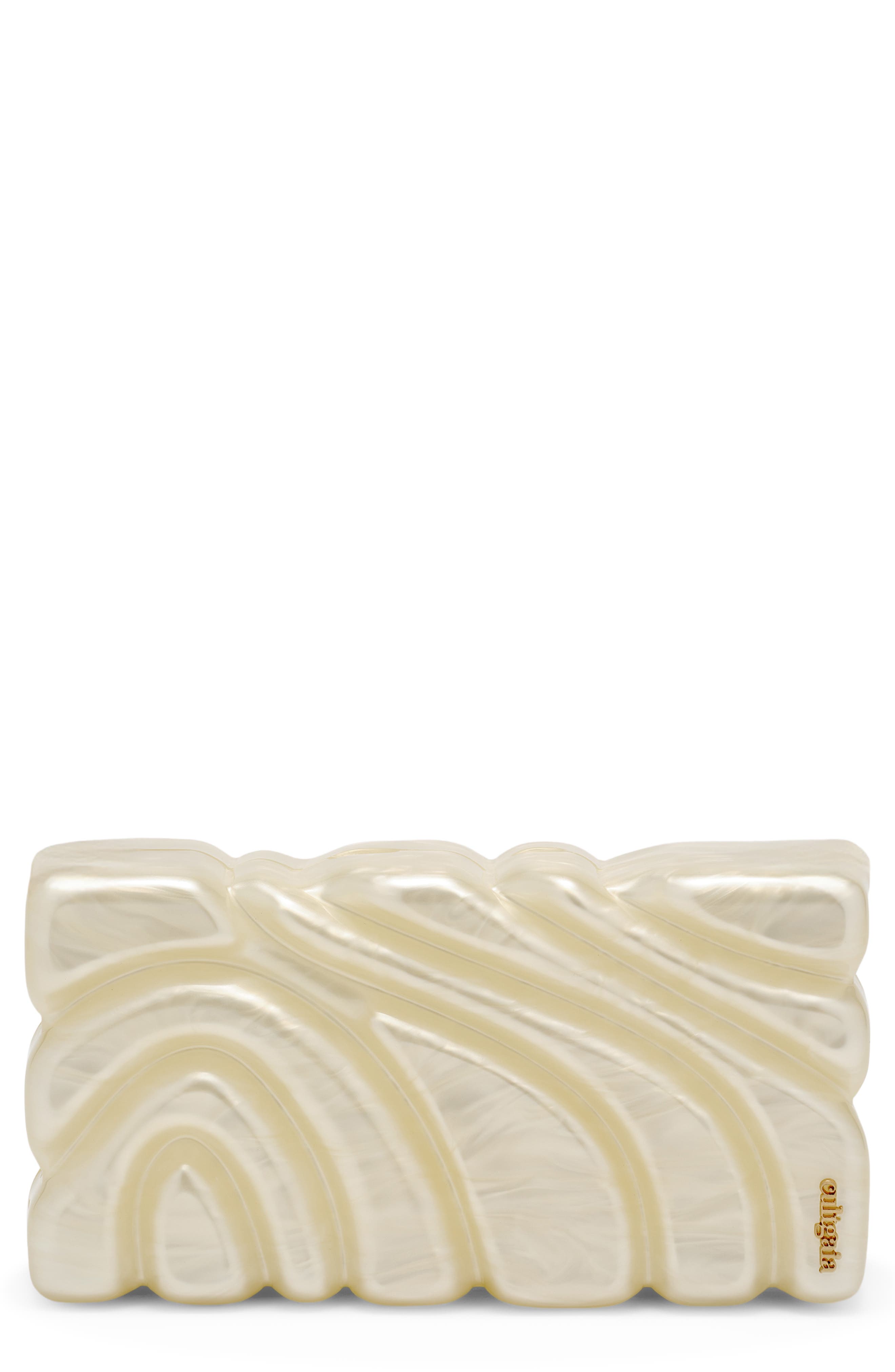 Cult Gaia Aura Box Clutch, Main, color, Ivory