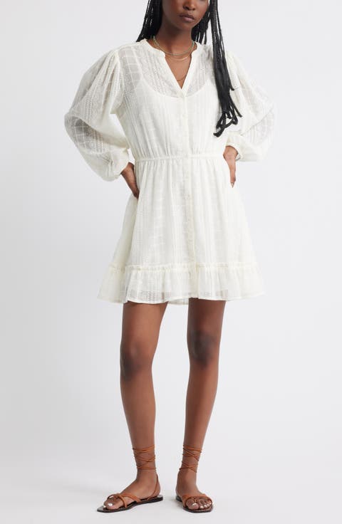 Embroidered Sheer Long Sleeve Minidress