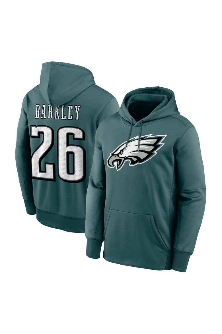 Men's Nike Saquon Barkley Midnight Green Philadelphia Eagles Player Name & Number Performance Pullover Hoodie, Alternate, color, Green