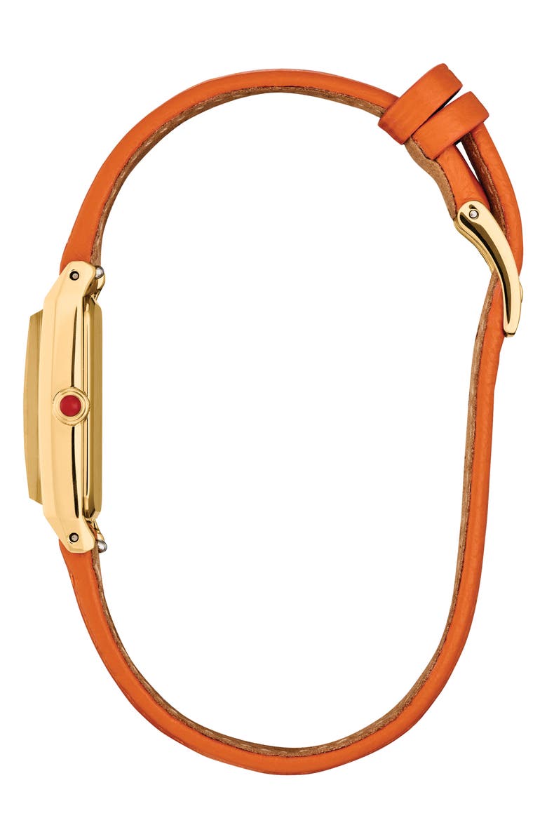 Citizen Fio Tank Orange Leather Strap Watch, 14.3mm x 30.7mm, Alternate, color, White/ Orange