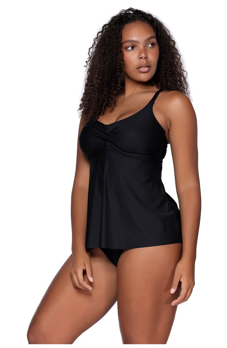Sunsets Escape Tori Tankini Swimsuit Top, Alternate, color, Black