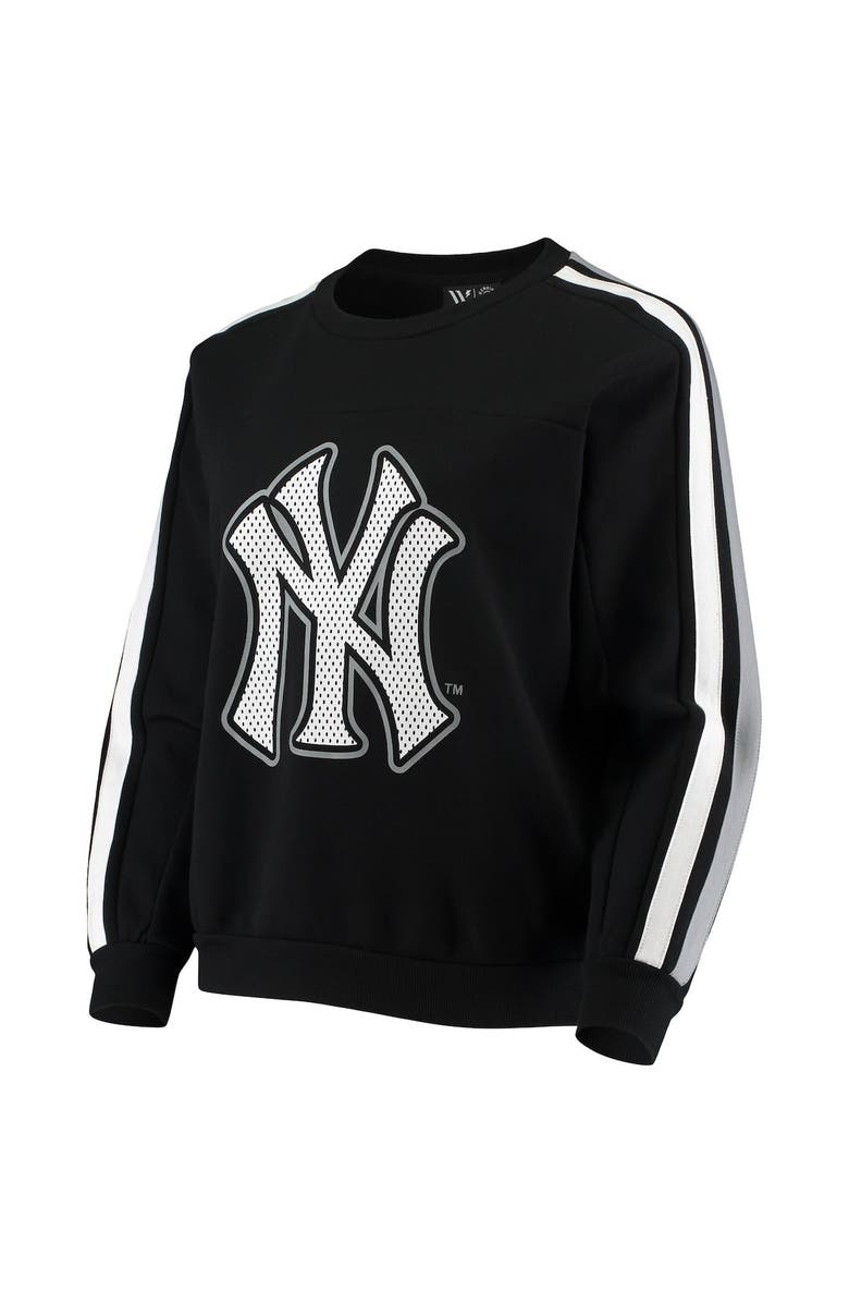 THE WILD COLLECTIVE Women's The Wild Collective Black New York Yankees Perforated Logo Pullover Sweatshirt, Alternate, color, 