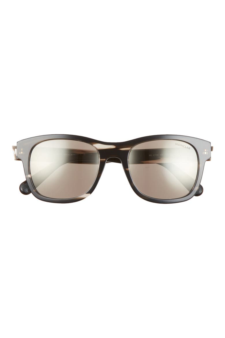 53mm Square Sunglasses, Main, color, SHINY DARK BROWN / MIRROR