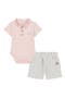 Knit Polo Bodysuit & Stripe Shorts Set