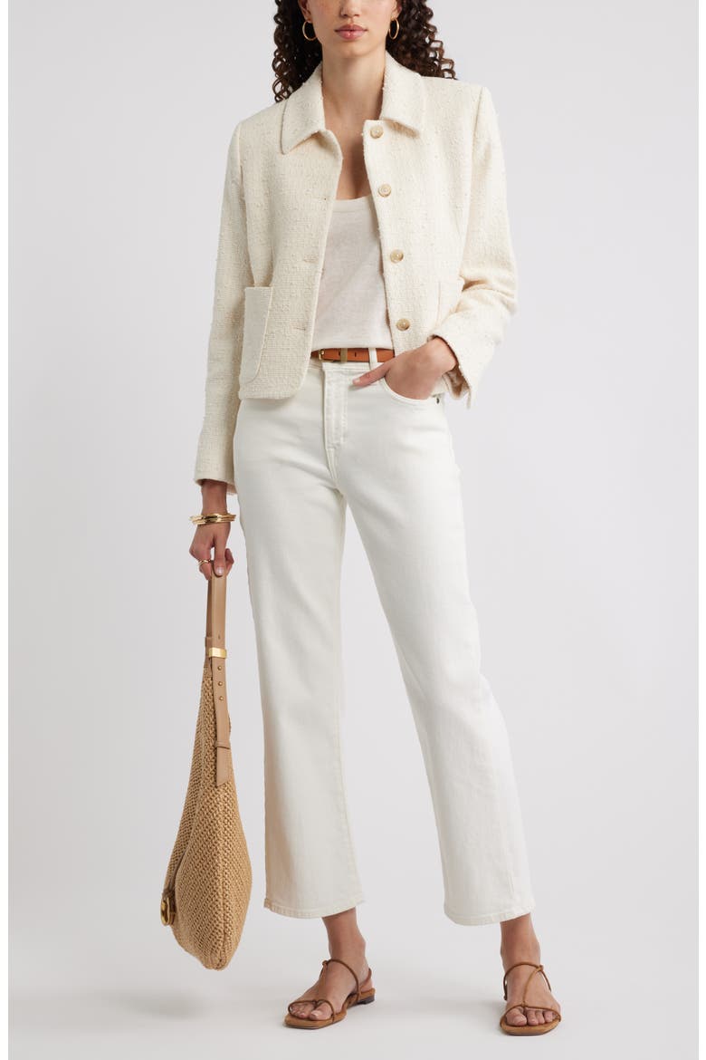 Tweed Crop Patch Pocket Jacket, Alternate, color, IVORY ANTIQUE TEXTURE