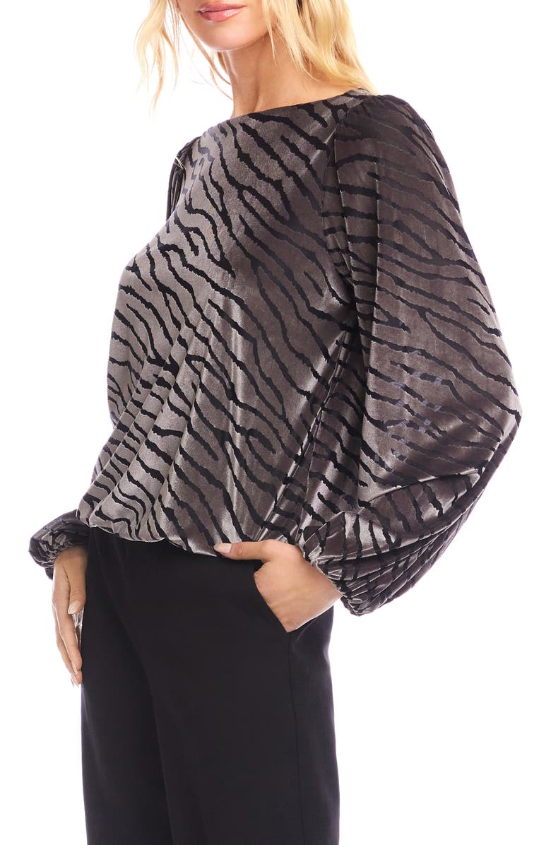 Karen Kane Zebra Stripe Velvet Burnout Top, Alternate, color, Zebra