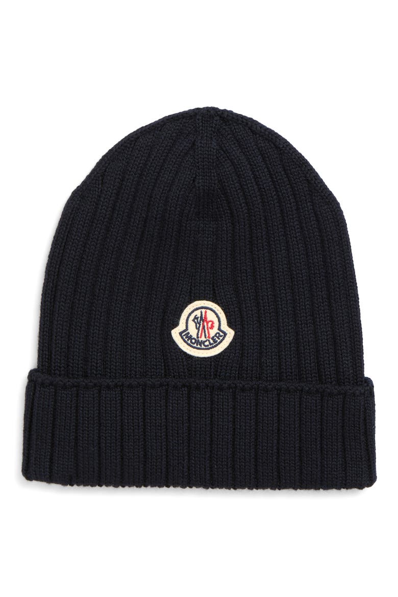 Ribbed Virgin Wool Beanie, Main, color, NAVY