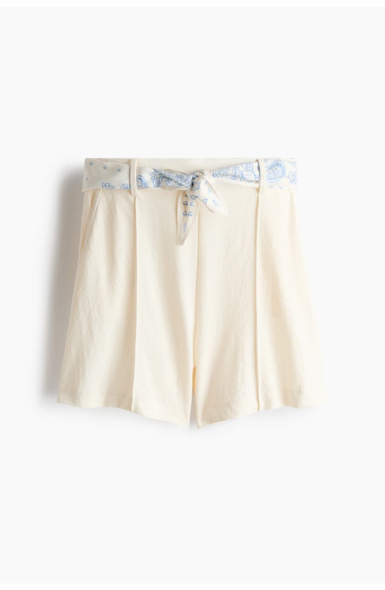 H&M Dress shorts with belt, Main, color, Cream