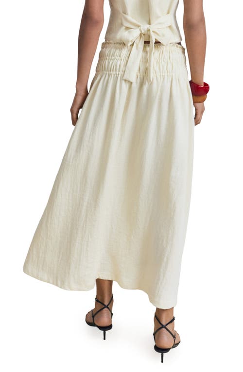 Mango Shirred Maxi Skirt In White