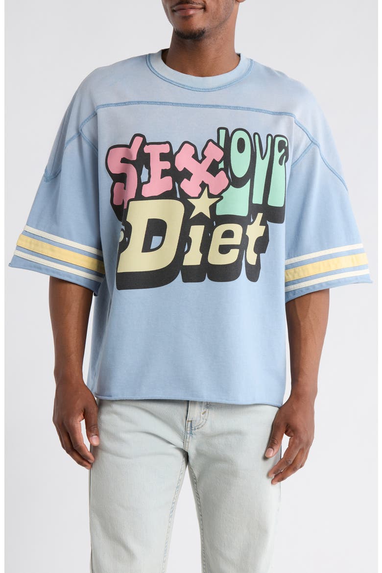 Sex, Love & Diet Cotton Graphic T-Shirt, Main, color, BLUE