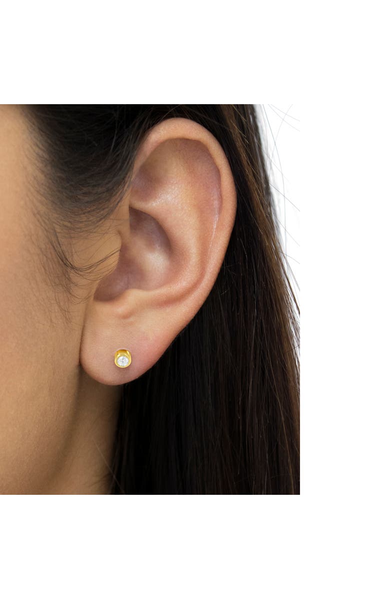 Haus of Brilliance 10K Gold 1/3rd Cttw Diamond Bezel Stud Earrings, Alternate, color, Yellow