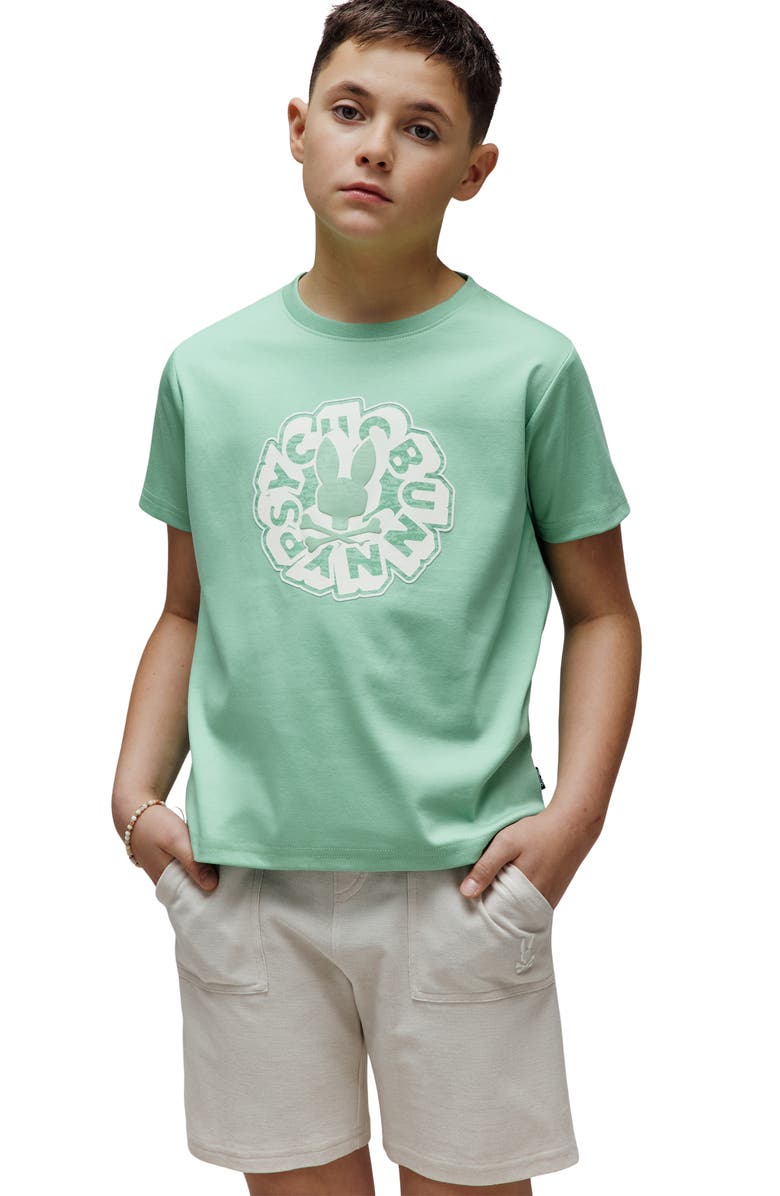 Psycho Bunny Kids' Toby Cotton Graphic T-Shirt, Alternate, color, Light Grass Green