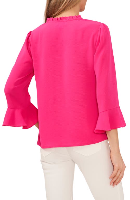 Cece Ruffle Cuff Crepe Top In Pink