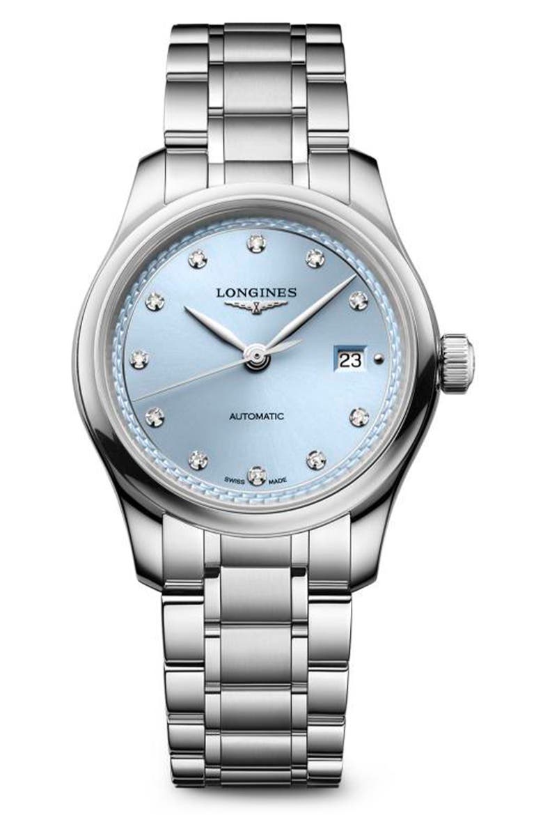 Master Collection Diamond Automatic Bracelet Watch, 30mm, Main, color, BLUE